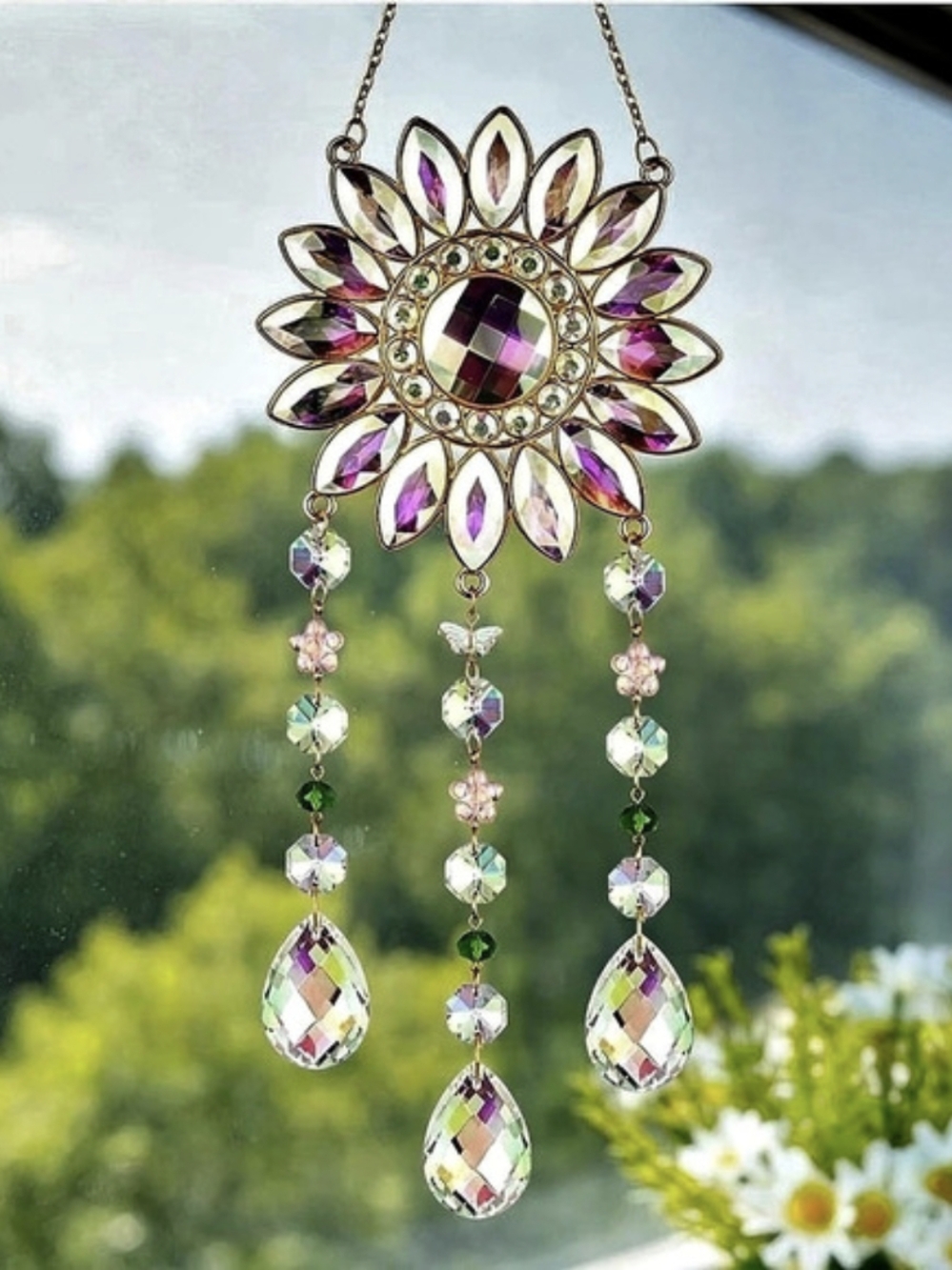 Sunflower Crystal Sun Catcher | NEW IN BOX |